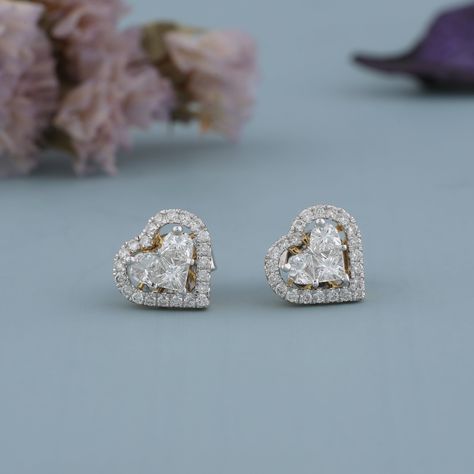 Heart Solitaire Earring with Halo