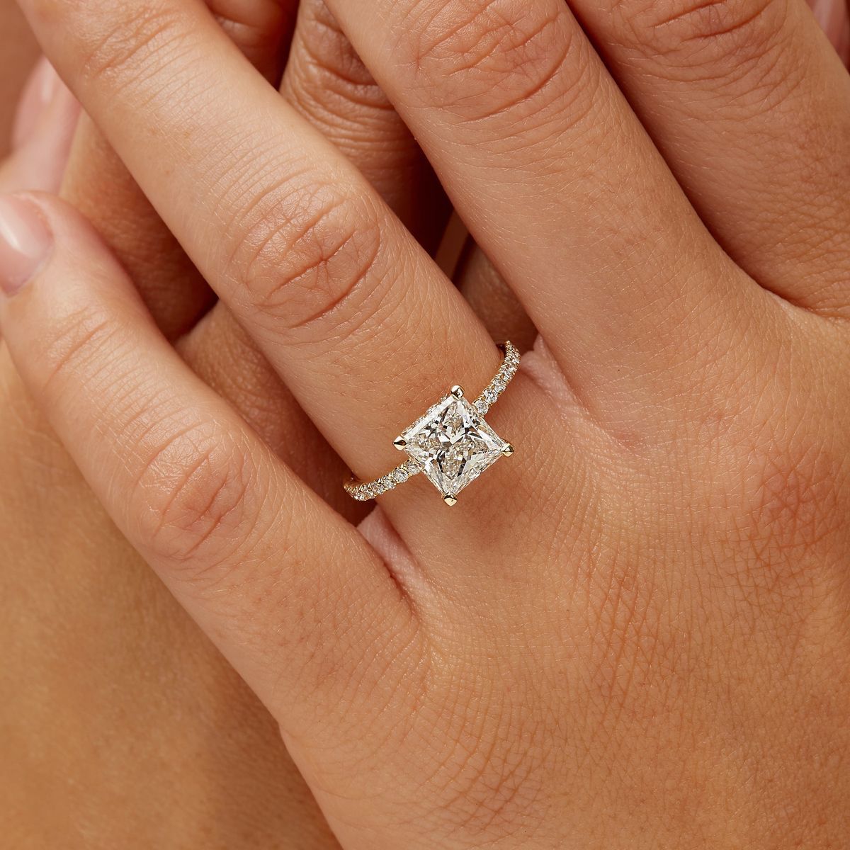 Princess Cut with Studded Band Ring