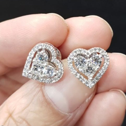 Heart Solitaire Earring with Halo